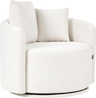 Beliani Sill&oacute;n De Tela Con Respaldo Curvo Base Giratoria De 360&deg; 2 Cojines Blanco Crema Ennora