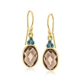 Ross-Simons Smoky Quartz Drop Earrings With. London Blue Topaz in 18kt Gold Over Sterling