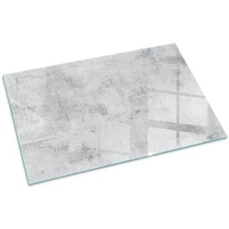 Tulup Vetro Decorativo Per Camino E Soggiorno Piastra In ESG Vetro Moderno Per Stufa A Legna Per Camino Texture in cemento grezzo 100x70 cm