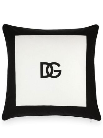 Dolce & Gabbana logo-print cotton cushion - Black