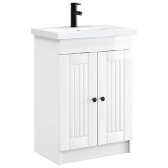 vidaXL Juego De Muebles De Ba&ntilde;o Blanco Brillante 78,5 X 37,5 X 81 Cm Vidaxl
