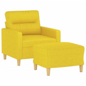 vidaXL Sill&oacute;n Con Taburete Tela Amarillo Claro 60 Cm Vidaxl