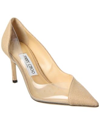 Jimmy Choo London Cass 75 Linen & Vinyl Pump