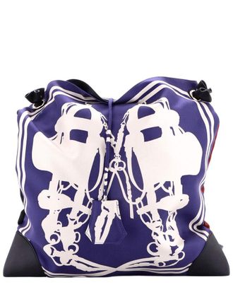 Herm&egrave;s Silky City Bag Printed Silk And Leather Pm (Authentic Pre-Loved)