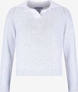 Gran Sasso Polo-Pullover aus Baumwolle mit Pailletten