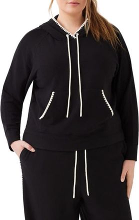 Karen Kane Edge Stitch Hoodie in Black at Nordstrom, Size 0X