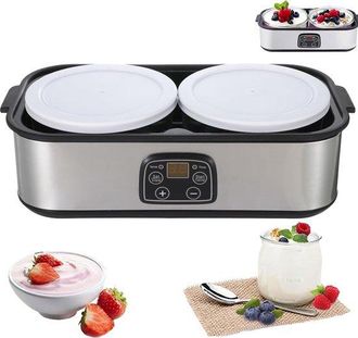 No Brand Yogurtera Autom&aacute;tica De 2 Litros Con Pantalla Led, 2 Recipientes De Vidrio, Control De Temperatura Y Temporizador Para Yogur Org&aacute;nico, Productos L&aacute;cte