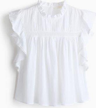 H&M Frill-trimmed Blouse in White at Nordstrom, Size X-Small