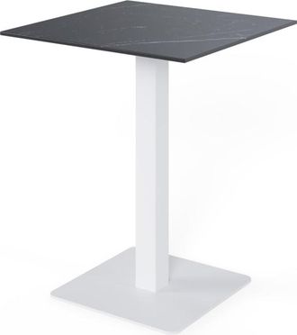 Koketto Home Mesa alta cuadrada tapa porcelanico negra y pata blanca