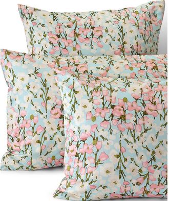 Lands End 700 Thread Count Luxe Sateen Egyptian Cotton No Iron Bed Pillow Sham in Aqua Breeze Floral at Nordstrom, Size Standard