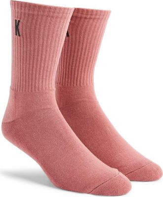 Krost Cotton Blend Rib 2-Pack Crew Socks in Brick Dust at Nordstrom