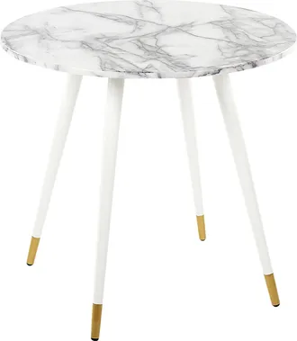 Beliani Beliani - Mesa De Comedor Blanco Dorado 80 Cm Mdf M&aacute;rmol Patas Metal Gutiere