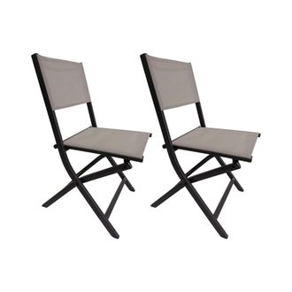 Mobili Rebecca Mobili Rebecca - Sillas Plegables Rebecca Mobili Murici 84x48x57 Aluminio Poli&eacute;ster Gris Oscuro Beige Moderno Conjunt