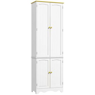 HOMCOM Freestanding Kitchen Cupboard 4-Door Storage Cabinet w/ 4 Shelves - White | TJ Hughes
