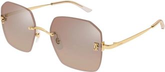 Cartier Geometrische Zonnebril - Dames - Zonnebrillen - Geel - 55 MM - Nylon - Accessoires