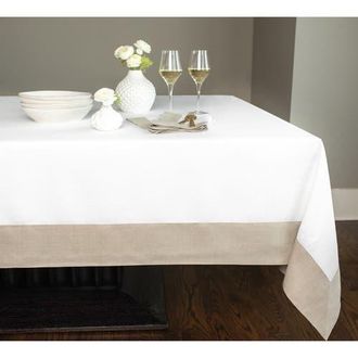 Solino Home Linen Tablecloth for Dining Table, Holiday and Everyday Dining Table Decor - Contempo in Natural And White at Nordstrom, Size X-Small