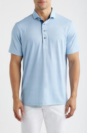 Greyson Rogue River Wave Print Performance Golf Polo in Wolf Blue at Nordstrom, Size Xx-Large