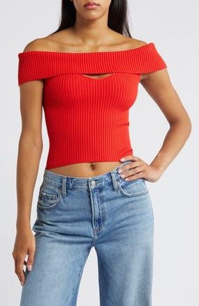 ASTR the Label Ainsley Cutout Off the Shoulder Sweater in Hot Red at Nordstrom Rack, Size X-Small