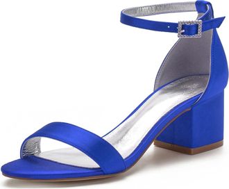 Miyoopark Comfortable Wedding Shoes for Women Block Low Heel Evening Sandals M534 Royal Blue UK 6.5