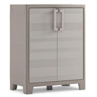 Keter Armario Bajo Resina Dos Puertas Tres Baldas Beige Gulliver 80x44x H100 Cm