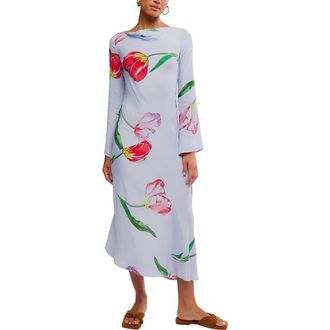 Free People Zadie Tulip Print Long Sleeve Maxi Dress in Spring Combo at Nordstrom, Size X-Large