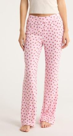 PJ Salvage Crazy for the Holidays Brushed Pointelle Pajama Pants in Pink at Nordstrom Rack, Size X-Large