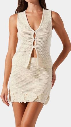 Astr Cottagecore Crochet Sweater Tank In Beige