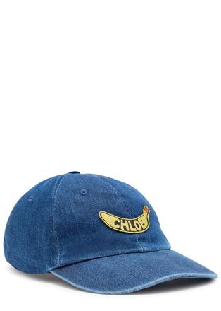 Chlo&eacute; Logo Banana-appliqu&eacute;d Denim cap - M
