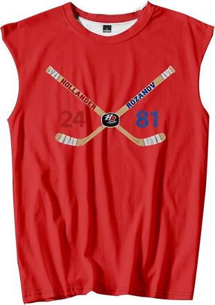 Generic Heated Rivalry Hollander Rozanov Hockey Tank Tops Sleeveless T-Shirt Unisex Casual Outdoor Sportwear (4XL,Red)