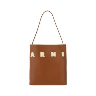 Marni Brown Calf Leather Bos Taurus Shoulder Womens Bag