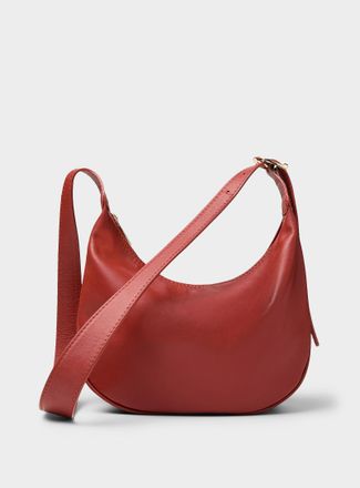 Simons Womens Textured-leather half-moon crossbody bag Exclusive collection from Italy