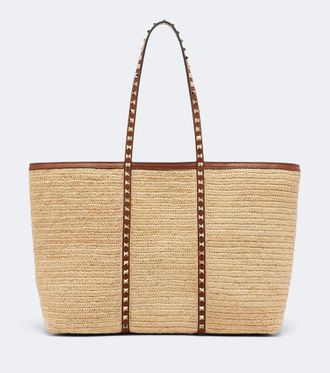 Valentino Garavani Rockstud Large raffia tote bag