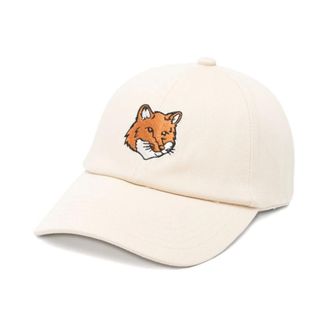 Maison Kitsun&eacute; Fox Head Baseball Cap - male - Maison Kitsun&eacute; - Hats & Caps - Beige - ONE SIZE - Accessories