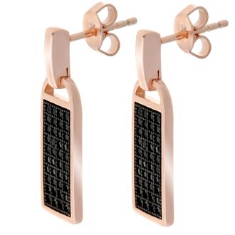 Orphelia WoMens 925 Sterling Silver Drop Earrings - Black/Rose ZO-6045 - Black & Rose Gold - One Size
