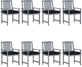 vidaXL Vidaxl - Sillas De Jard&iacute;n Con Cojines 8 Uds Madera Maciza De Acacia Gris