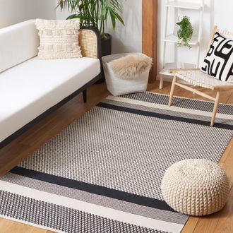 Safavieh Kilim Flat Weave Area Rug, Black / Ivory Contemporary Style Easy Care