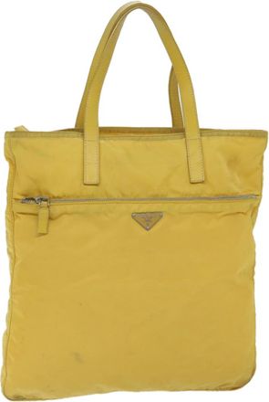 Prada Tessuto Yellow Synthetic Tote Bag (Pre-Owned)