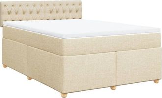 vidaXL Cama Box Spring Con Colch&oacute;n Tela Color Crema 160x200 Cm Vidaxl
