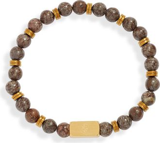 Clifton Wilson Mens Charcoal Stone Beaded Bracelet at Nordstrom