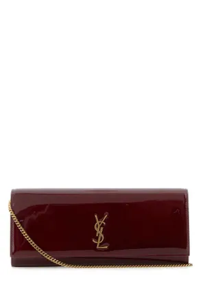 Saint Laurent Burgundy Leather Kate Clutch