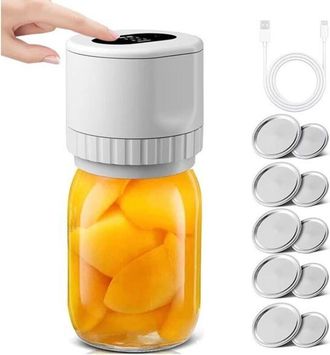 OEM Selladora Al Vac&iacute;o - Kit De Sellado Al Vac&iacute;o - Selladora Al Vac&iacute;o - Selladora De Frascos Con Tapa - Recargable Por Usb - Abrefrascos - Para Conservaci