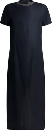 Brunello Cucinelli Brunello Cucinelli midi-jurk met kostbare kraag