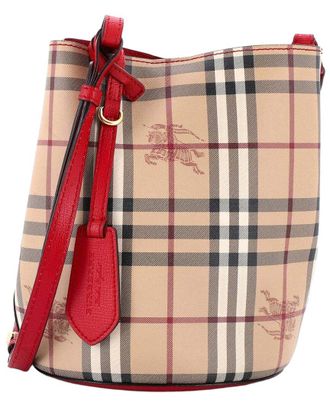 Burberry Lorne Bucket Bag Haymarket Coated Small (Authentic Pre-Loved)