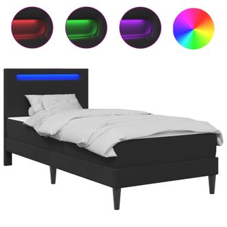 vidaXL Struttura Del Letto Con Strisce Led Nero 90 X 190 Cm Similpelle Vidaxl