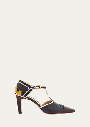 Gabriela Hearst 75mm Duna Western Leather Ankle-Strap Pumps