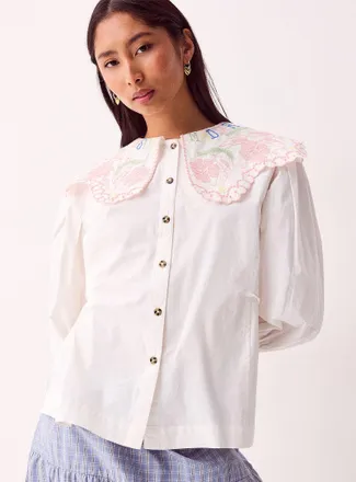 Damson Madder Womens Valentina embroidered collar blouse