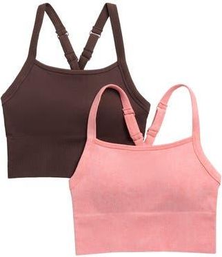 Yogalicious Stonewash 2-Pack Seamless Sports Bras in Shell Pink/Shopping Bag at Nordstrom Rack, Size X-Large