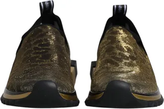 Dolce & Gabbana Gold Glitter Leopard Sorrento Sneakers Womens Shoes