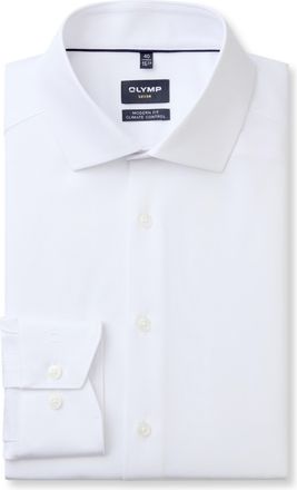 Olymp Businesshemd OLYMP Luxor modern fit, Herren, Gr. 38, N-Gr, weiss (wei&szlig;), Web, Obermaterial: 64% Baumwolle, 27% Polyester, 9% Elasthan, Hemden Business