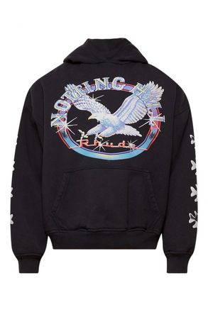 Rhude NOTTING HILL EAGLE HOODED TOP Size: XL, colour: BLACK
